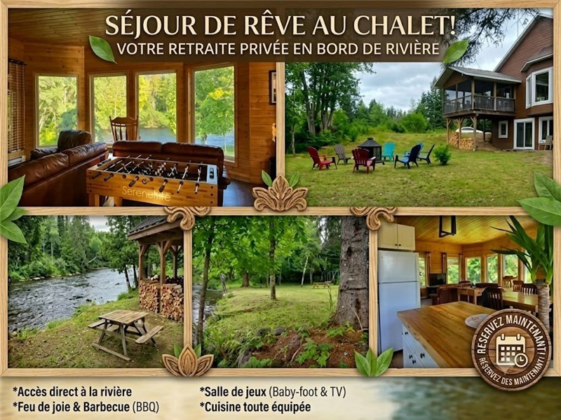 Chalet Le Soleil chasse, pêche et VTT, bord de rivière