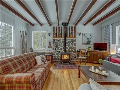 Chalet super ensoleill et vitr avec grand terrain priv, bord de lac St-Donat - Chien bienvenue