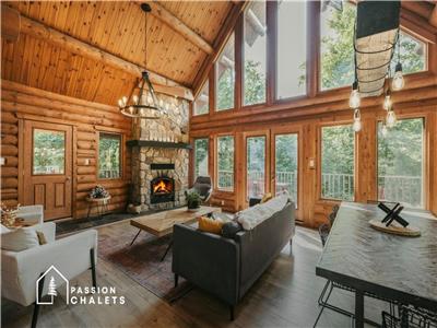 * PASSION CHALETS * | LE MEIKA | SPA PRIVÉ - TABLE DE JEUX - BBQ - FOYERS - BOIS ROND -AIR CLIMATISÉ