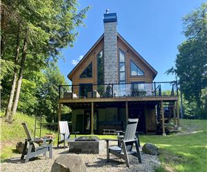 Chalet Colibri sur le Lac - Luxueux chalet bois rond au bord de l'eau avec plage priv et spa